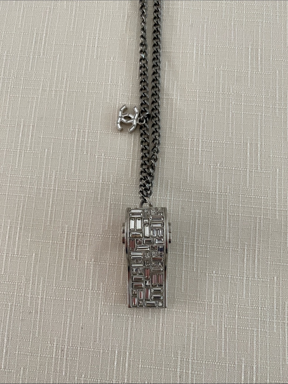 Strass CC Whistle Pendant Necklace.
